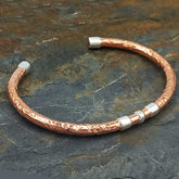 Handmade Copper & Silver Torque Cuff Bracelet